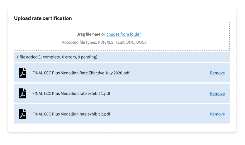 screenshot of file upload component