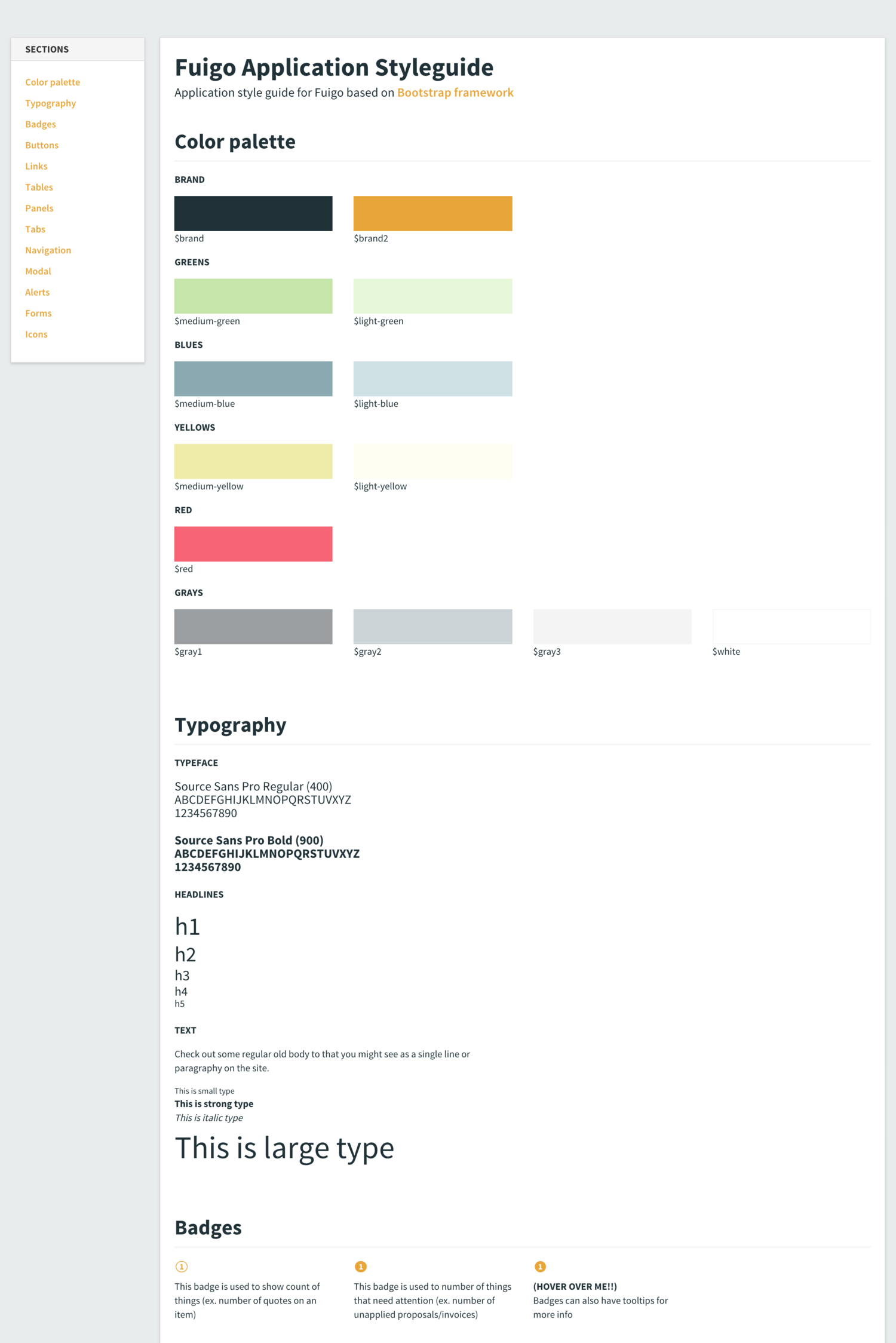 screenshot of fuigo design system