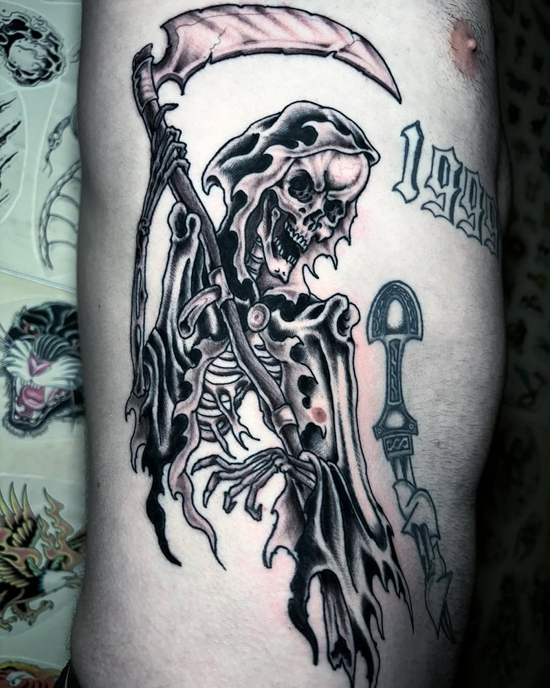 Spad Traditional Grim Reaper Spider Web Tattoo Berlin