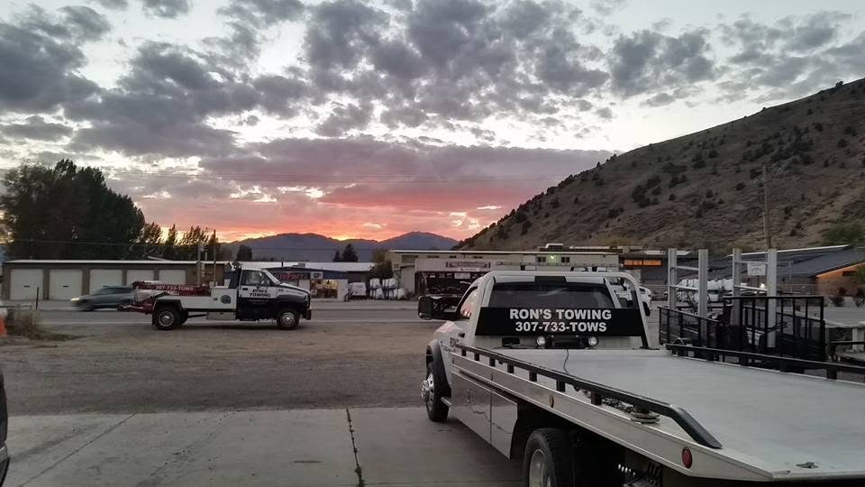Ron's Towing fleet staged at the Highway 89 yard in Jackson, Wyoming