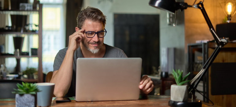 man working on a laptop