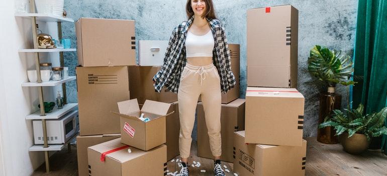 A girl packing