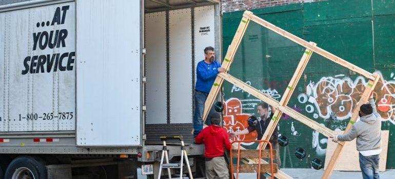 Professional movers working