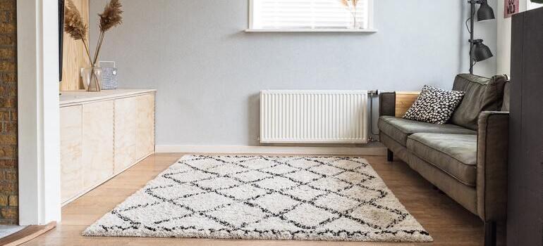 white carpet with black stripes