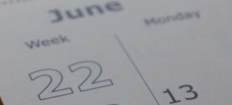 checking the calendar in order to pack for your move from CA to NY in a week
