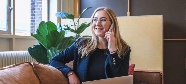 A woman talking on the phone