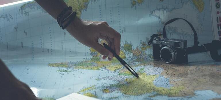 person looking at the map