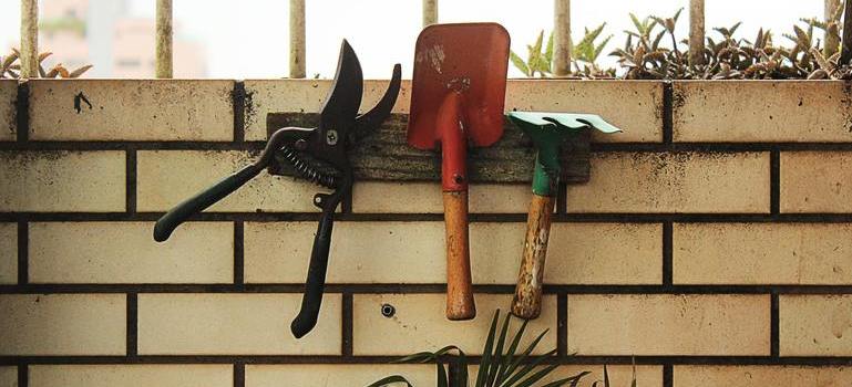 garden tools on the wall