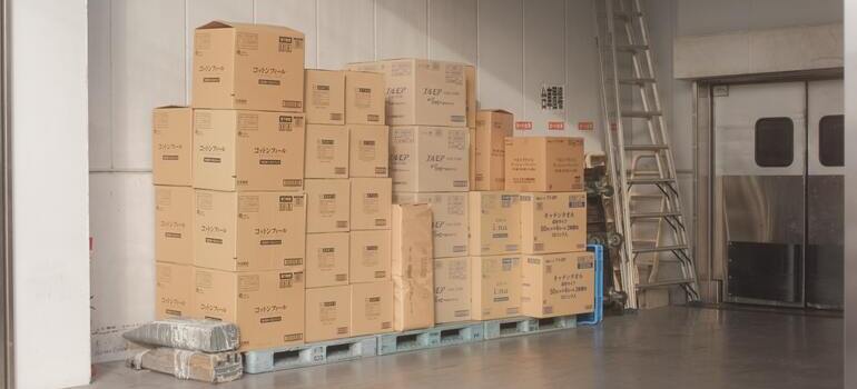 boxes against the wall