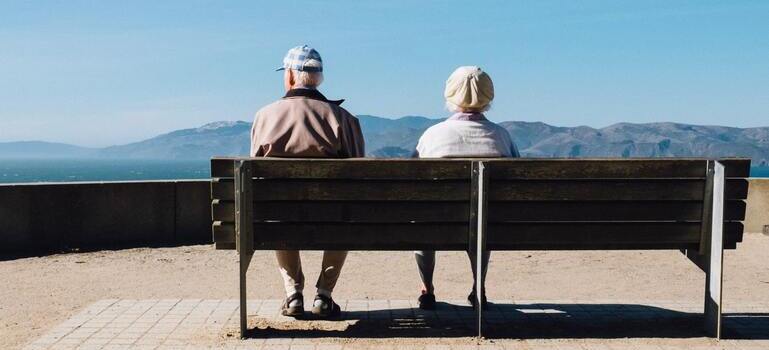 two seniors sitting on the bench