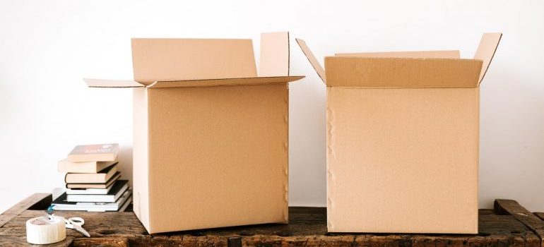 Two leftover moving boxes after the relocation