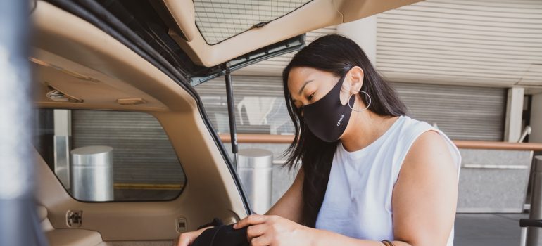 A woman packing for her move
