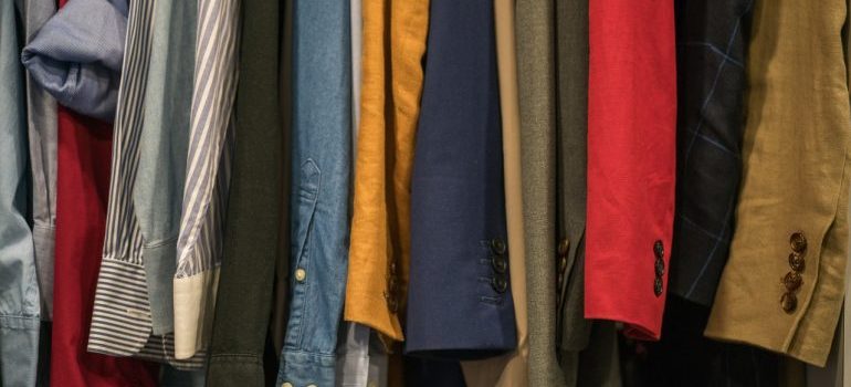 Clothes inside a closet