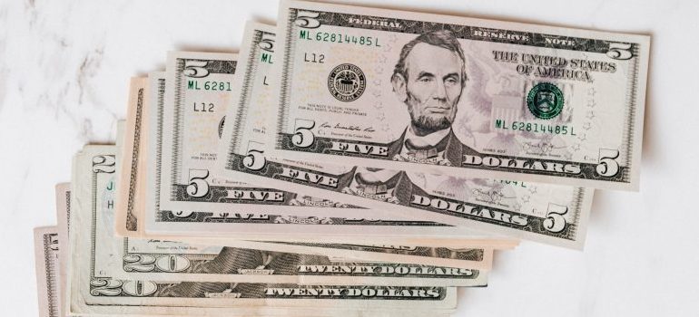 plenty of five dollar bills