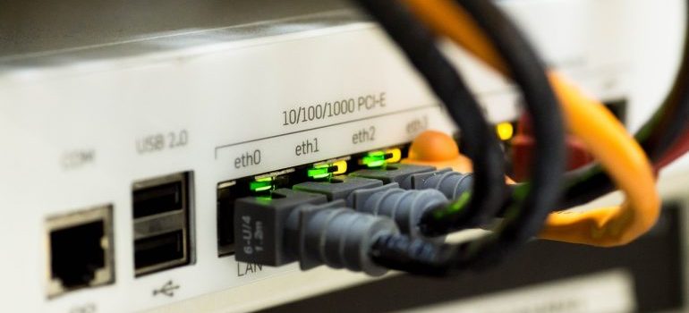 An ethernet cable used when you transfer utilities when moving.