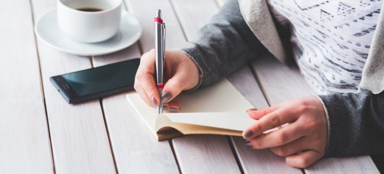 A woman making a list