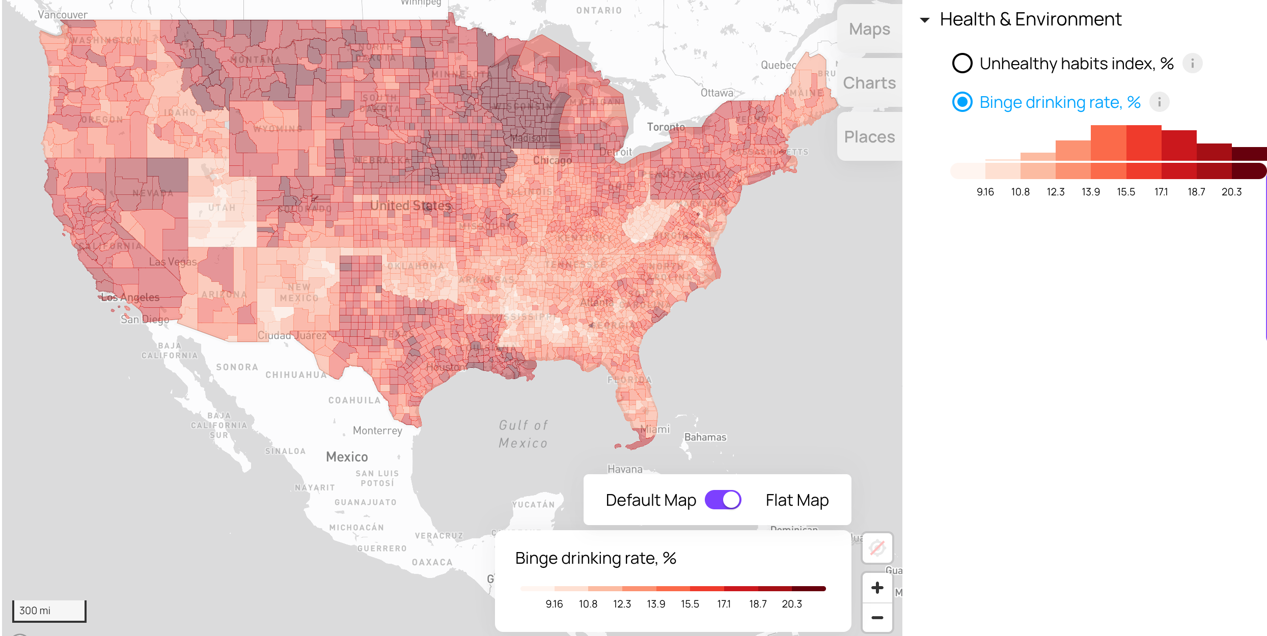 Unhealthy habits prevalence by states