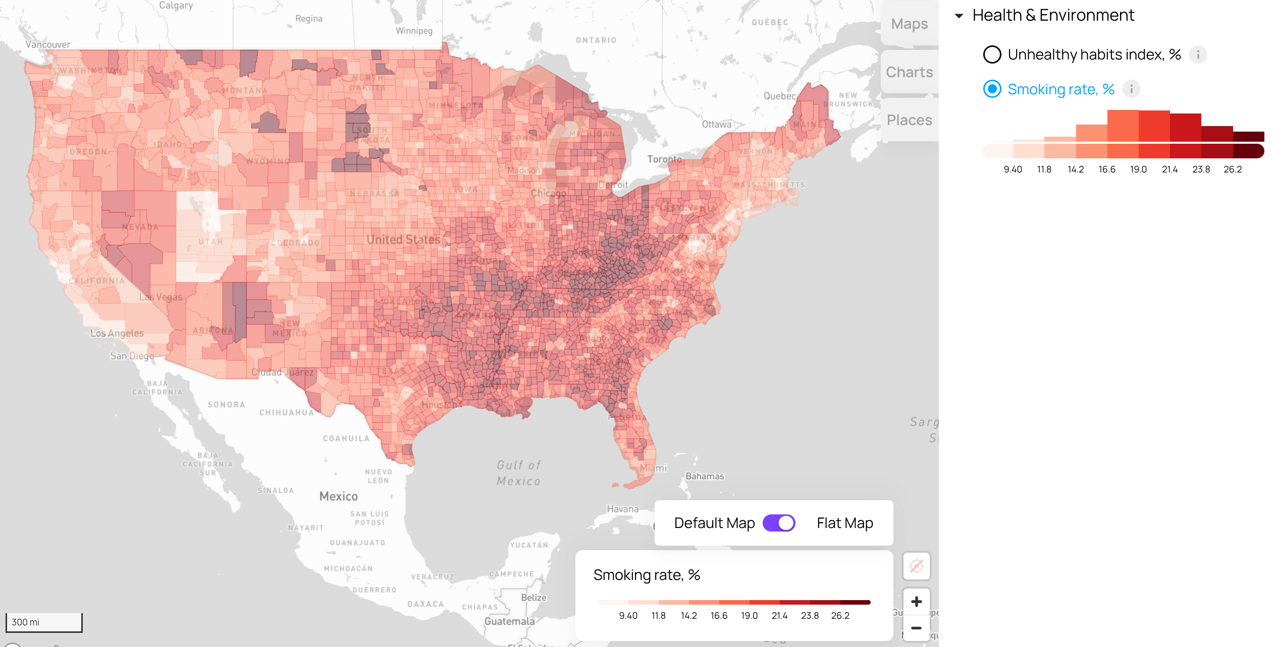 Unhealthy habits prevalence by states