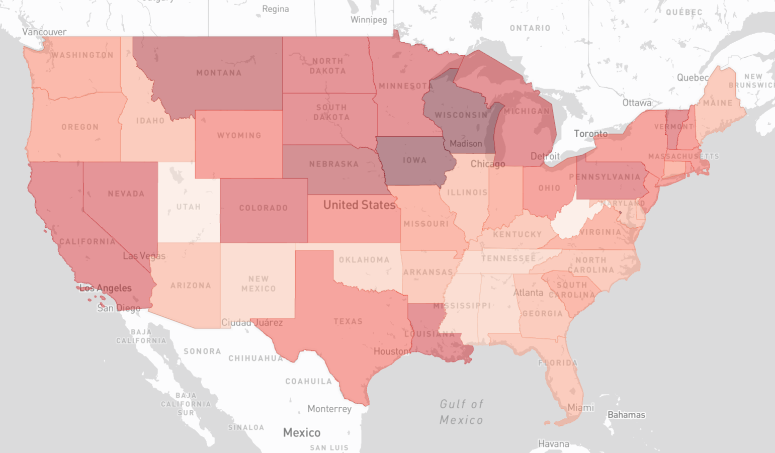 Unhealthy habits prevalence by states