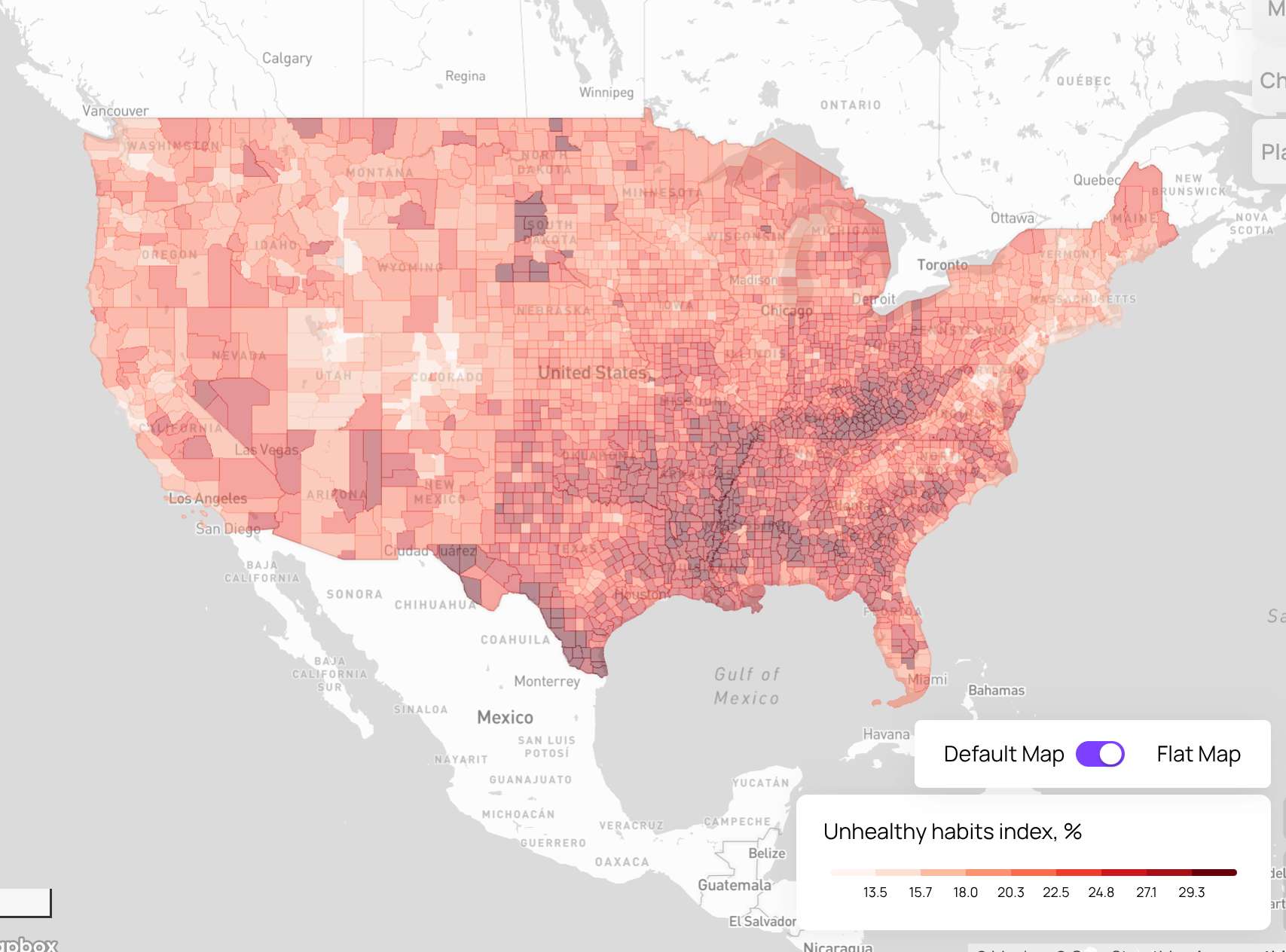 Unhealthy habits prevalence by states