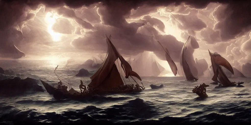 Odysseus' voyages shipwrecks storm clouds and winds