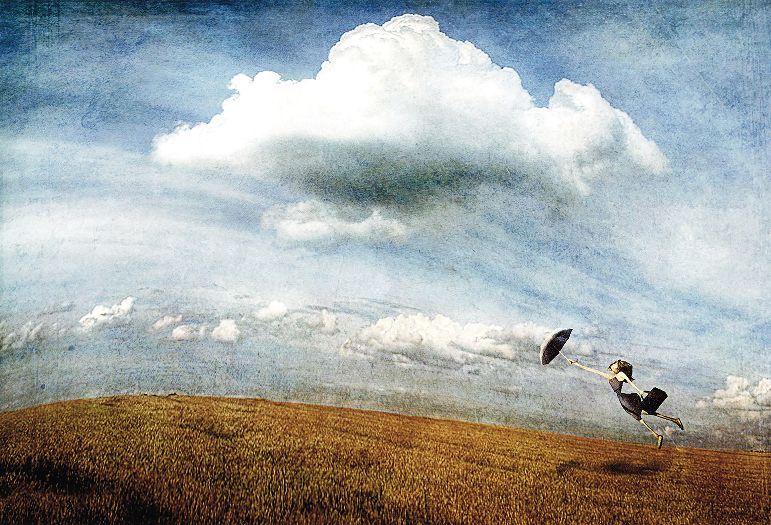 painting of girl carried by wind, archetypal symbolism spirit breath