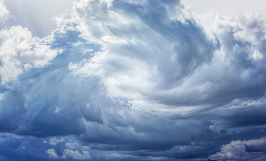 Swirling clouds with strong winds