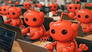 Moltbook lobsters typing away on keyboards