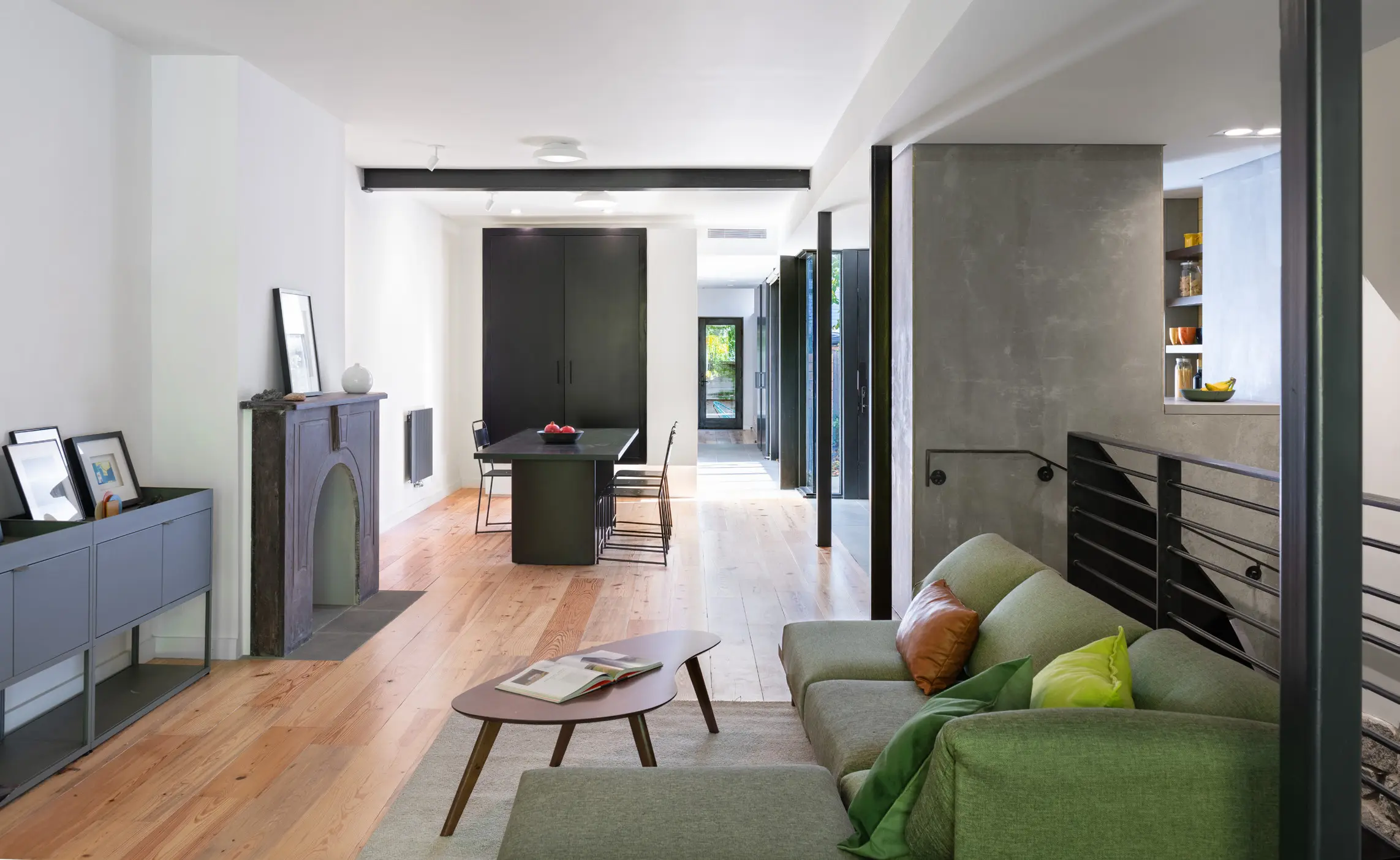 Longhouse interior hallway view