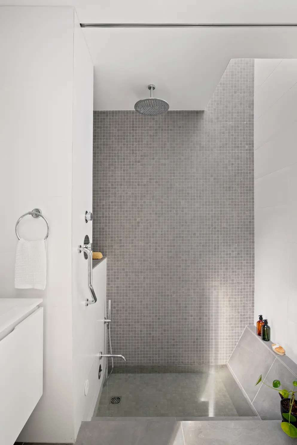 Combined shower and tub