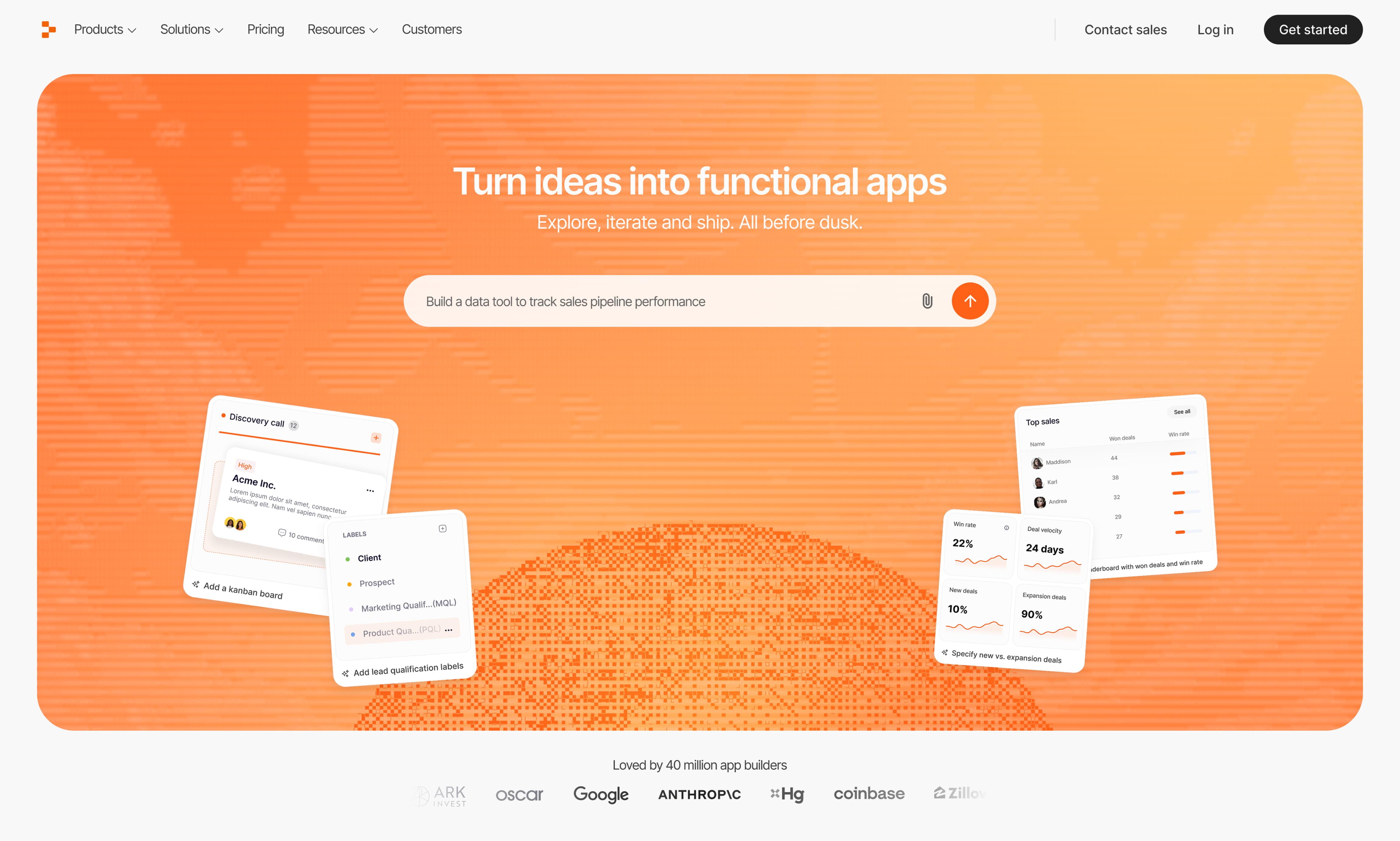 website hero section