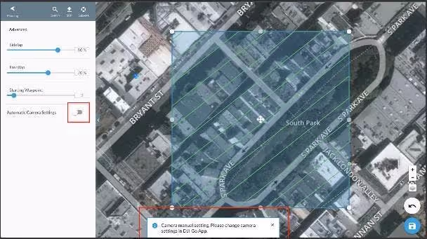 DroneDeploy camera settings