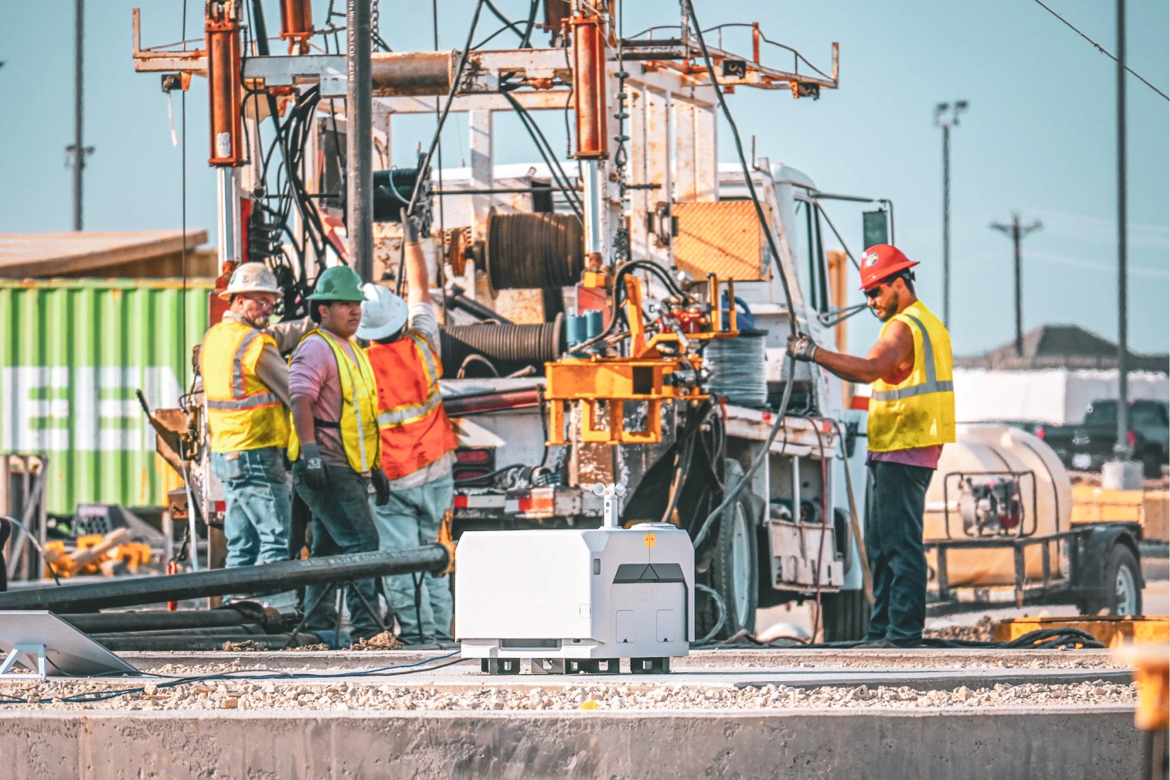 docked drone on a jobsite