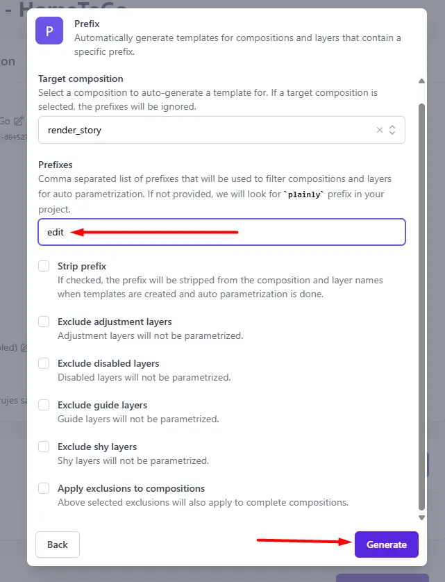 generate your template for bulk video creation