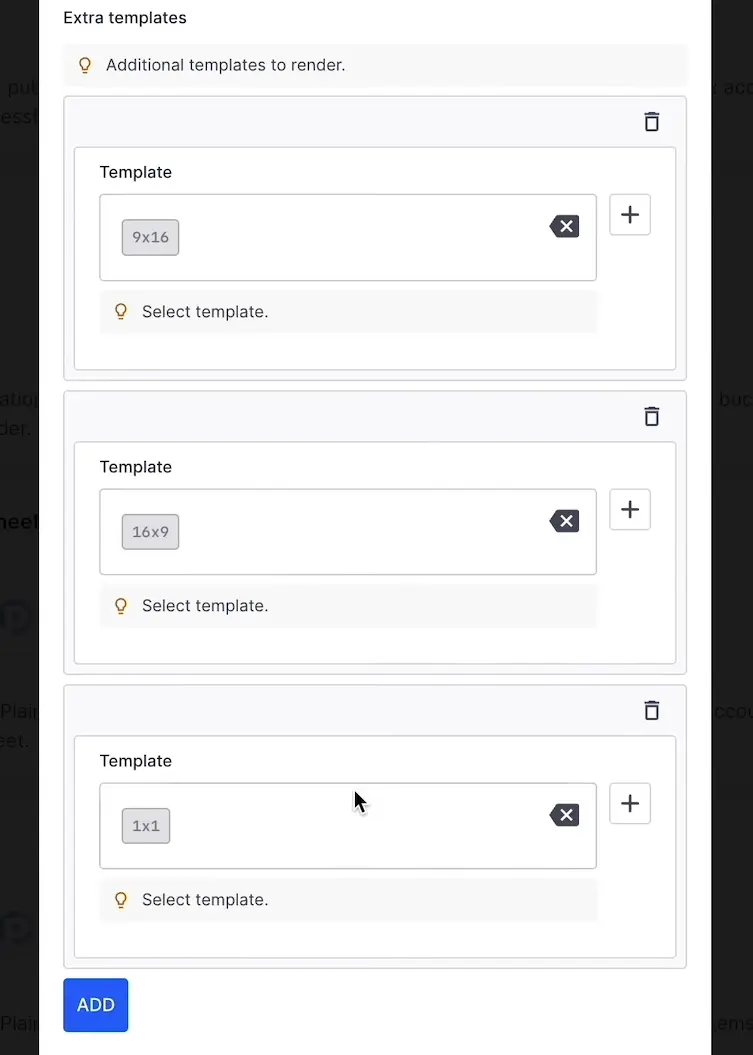 select multiple templates in google sheets integration