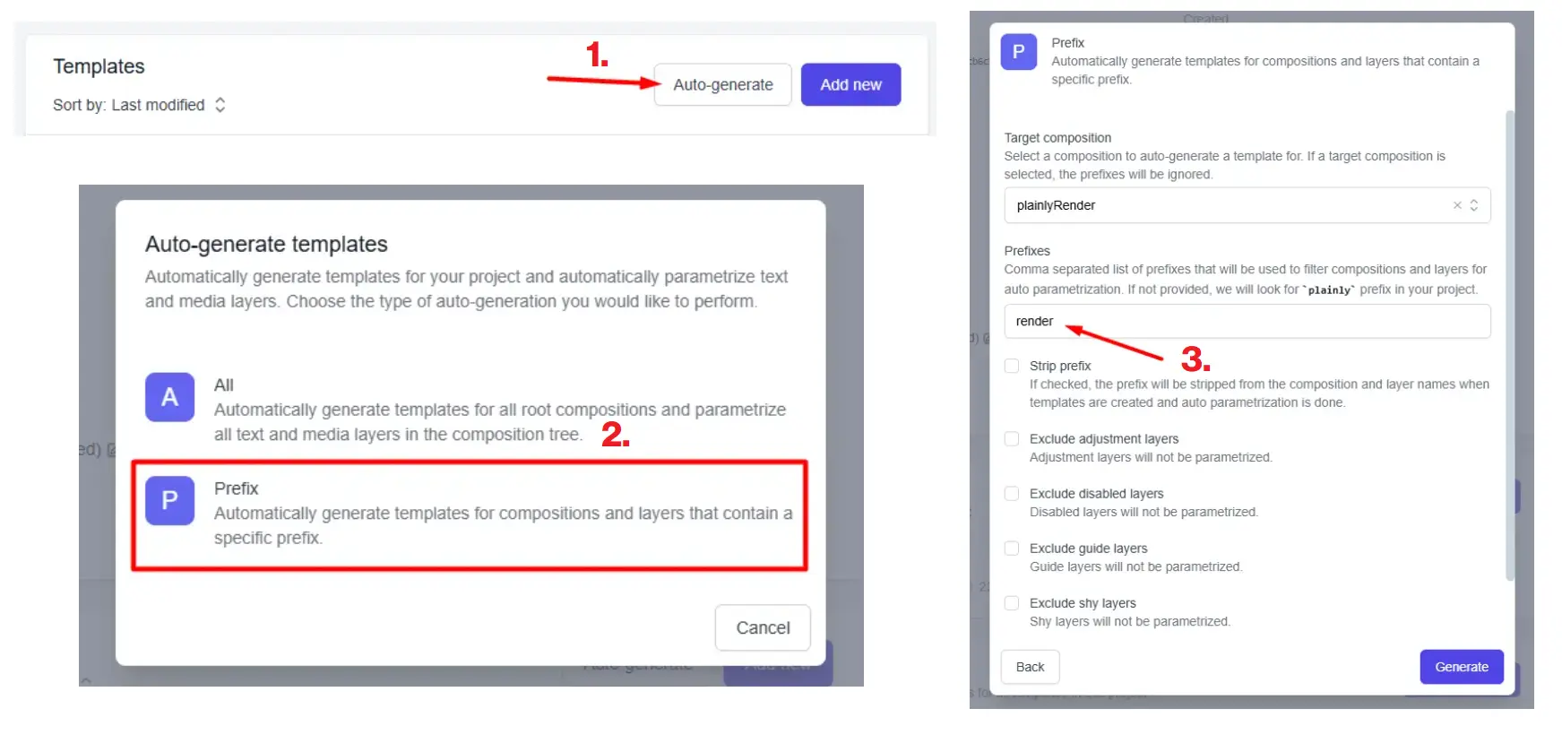 Auto generate template with prefix in Plainly