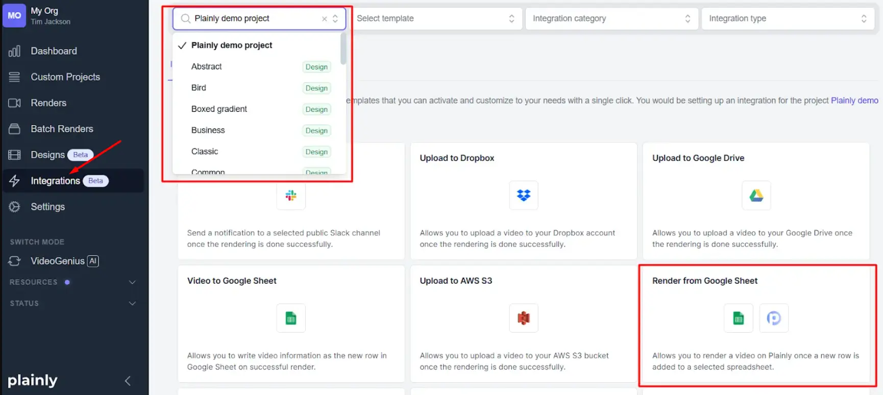 Google sheet integration in Plainly