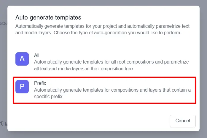 auto-generate template with prefix