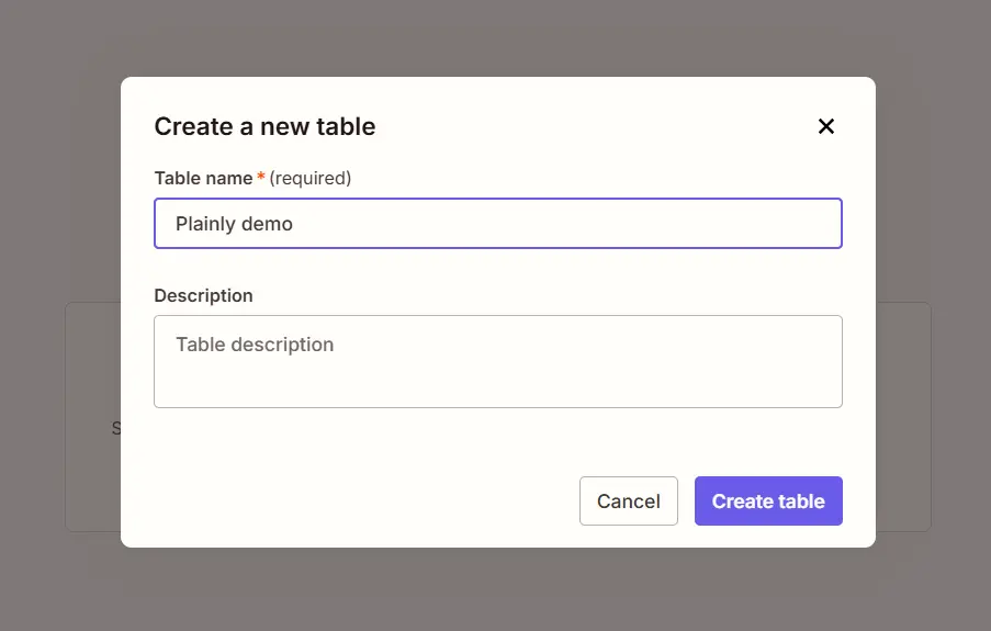 Name your table in zapier