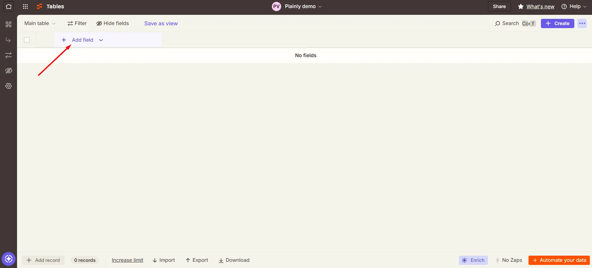 add fields to your zapier table