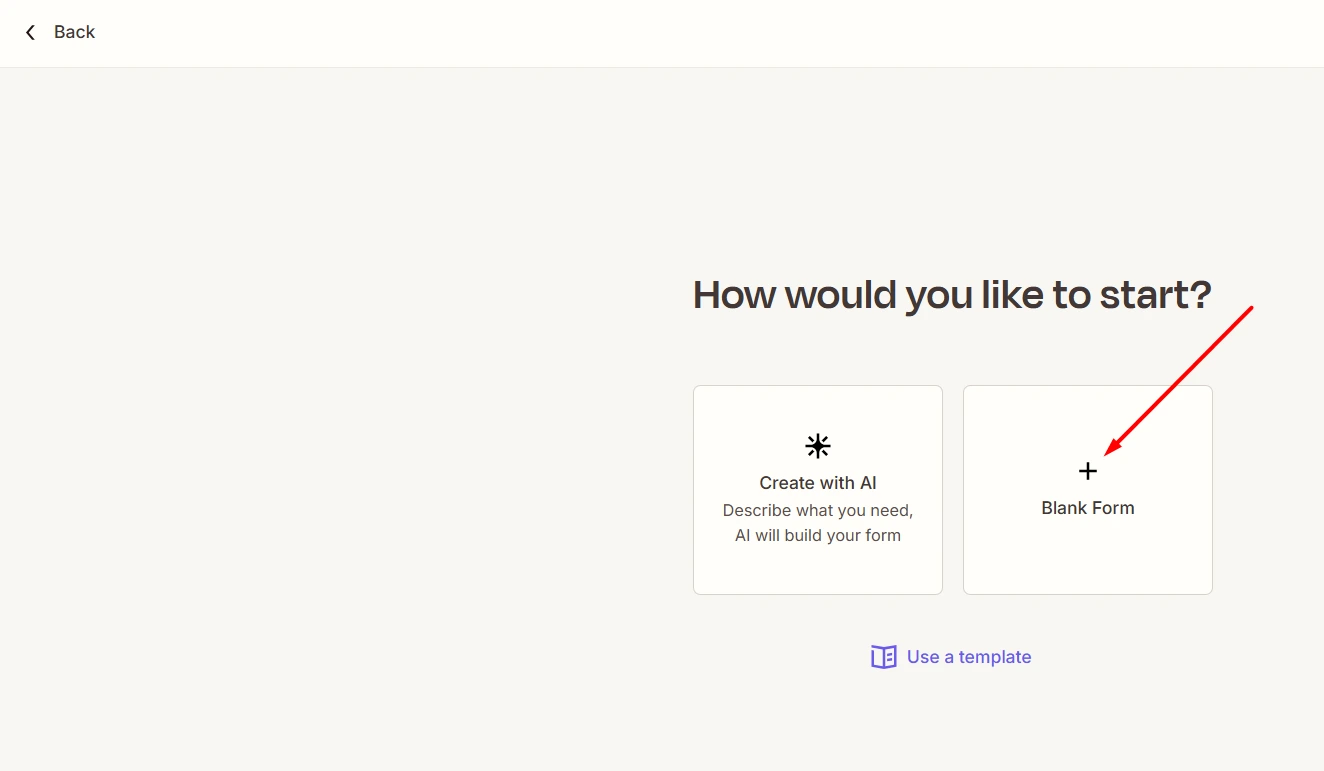 Choose blank form in interface zapier