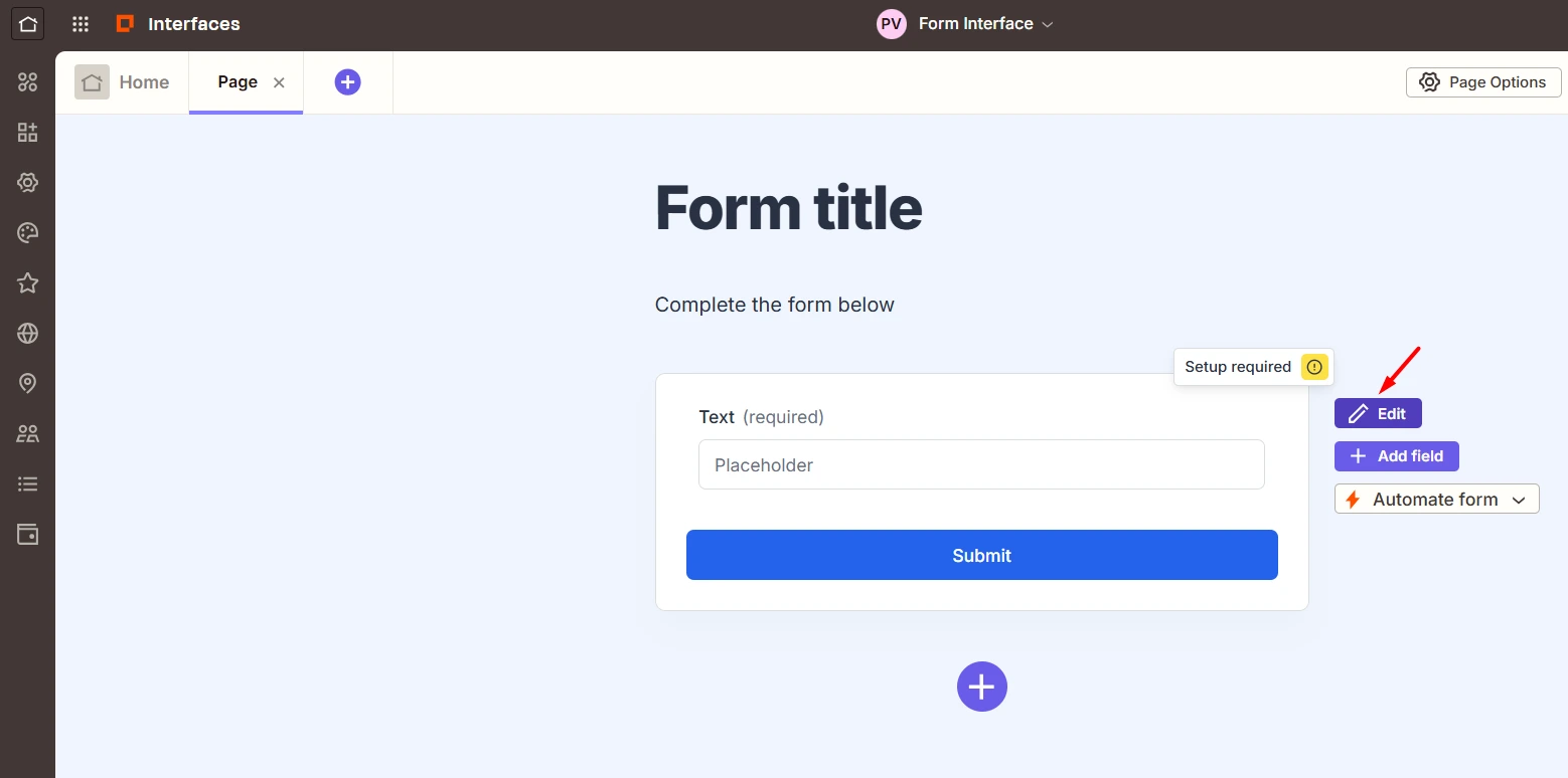 Click edit on the form