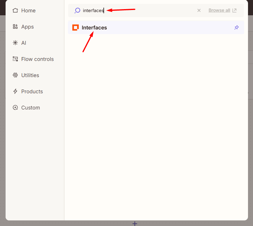 Find interface in search for trigger