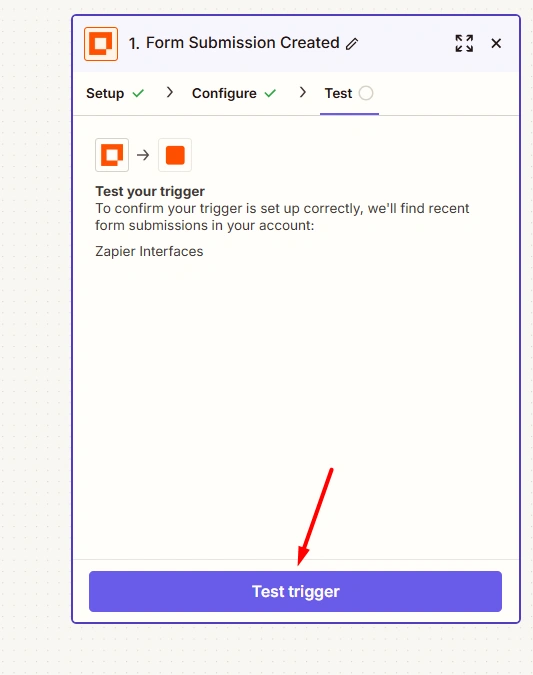 Test interface trigger