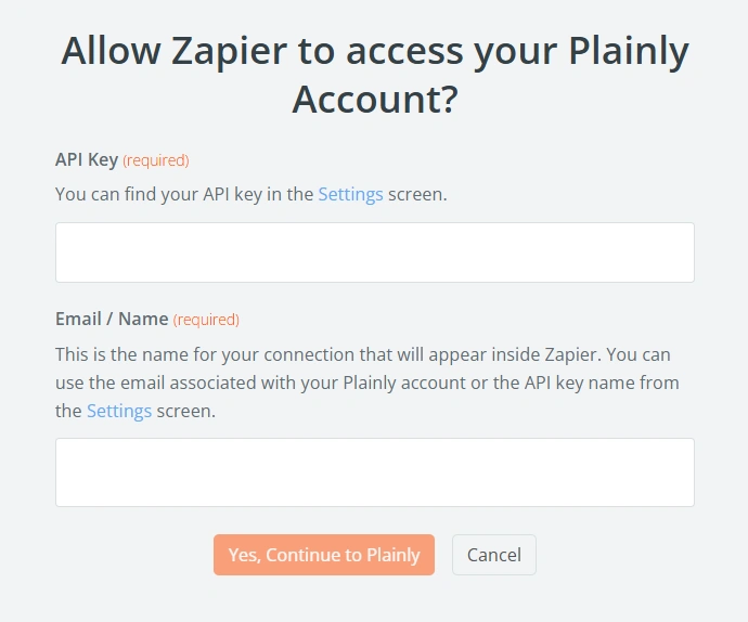 Connect Zapier to Plainly