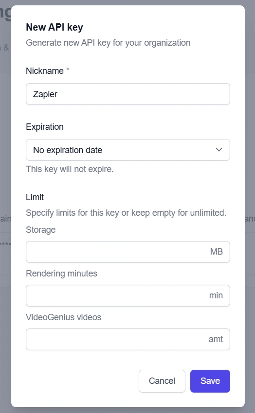 Plainly API key settings