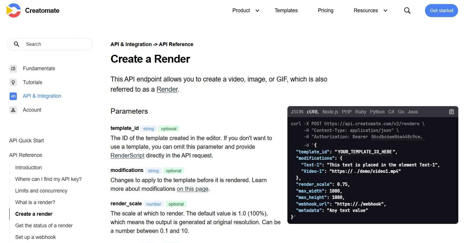 Creatomate API documentation