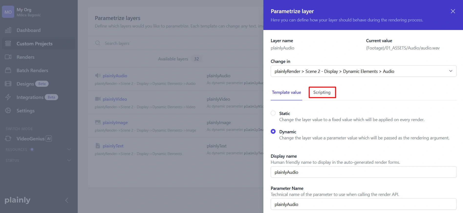 Layer scipting in plainly