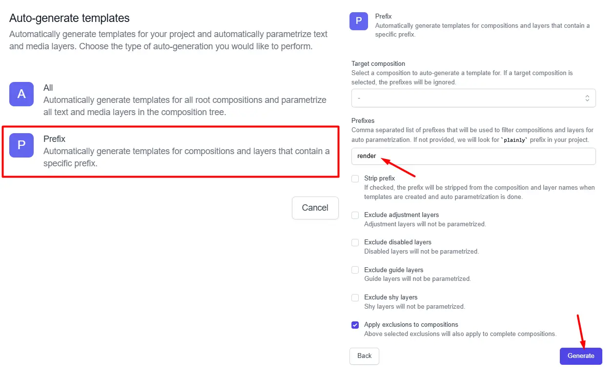 Auto generate template in plainly