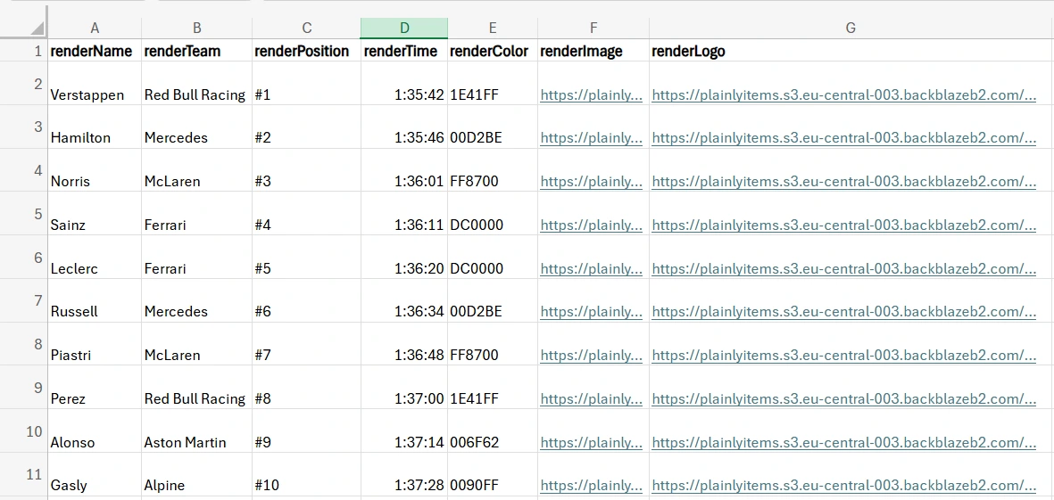 Excel spreadsheet example